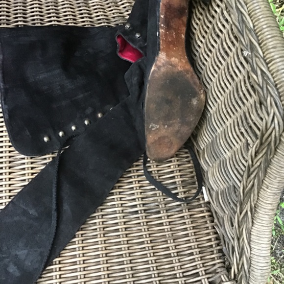 Vintage Charles Jourdan suede with pink leather knee boots - Picture 3 of 9